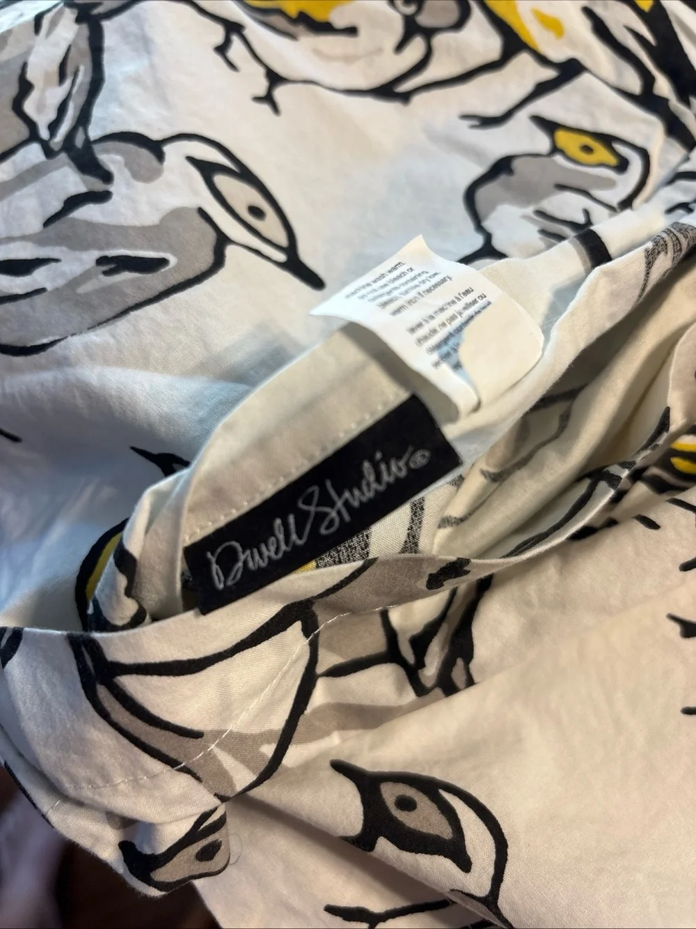 DwellStudio King Pillow Cases/Shams Sketch-style Birds 100% Cotton Set Of 2